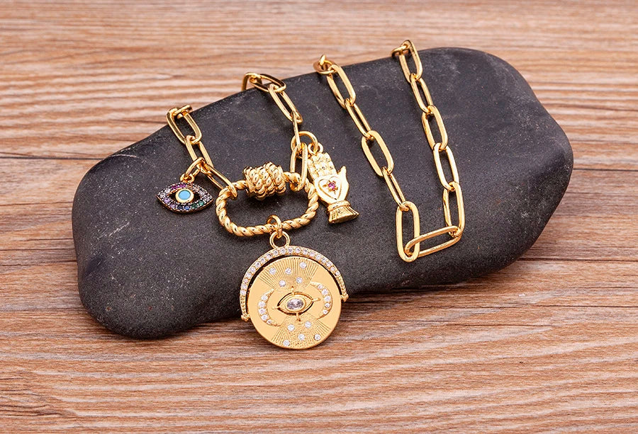 Lunivya Charm – Evil Eye & Moon Zircon Necklace