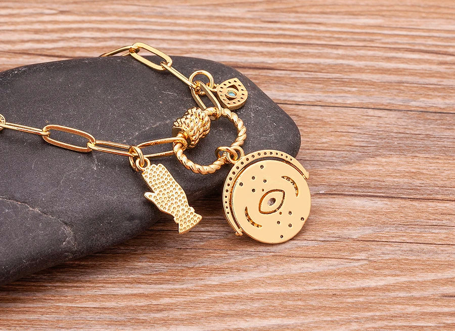 Lunivya Charm – Evil Eye & Moon Zircon Necklace