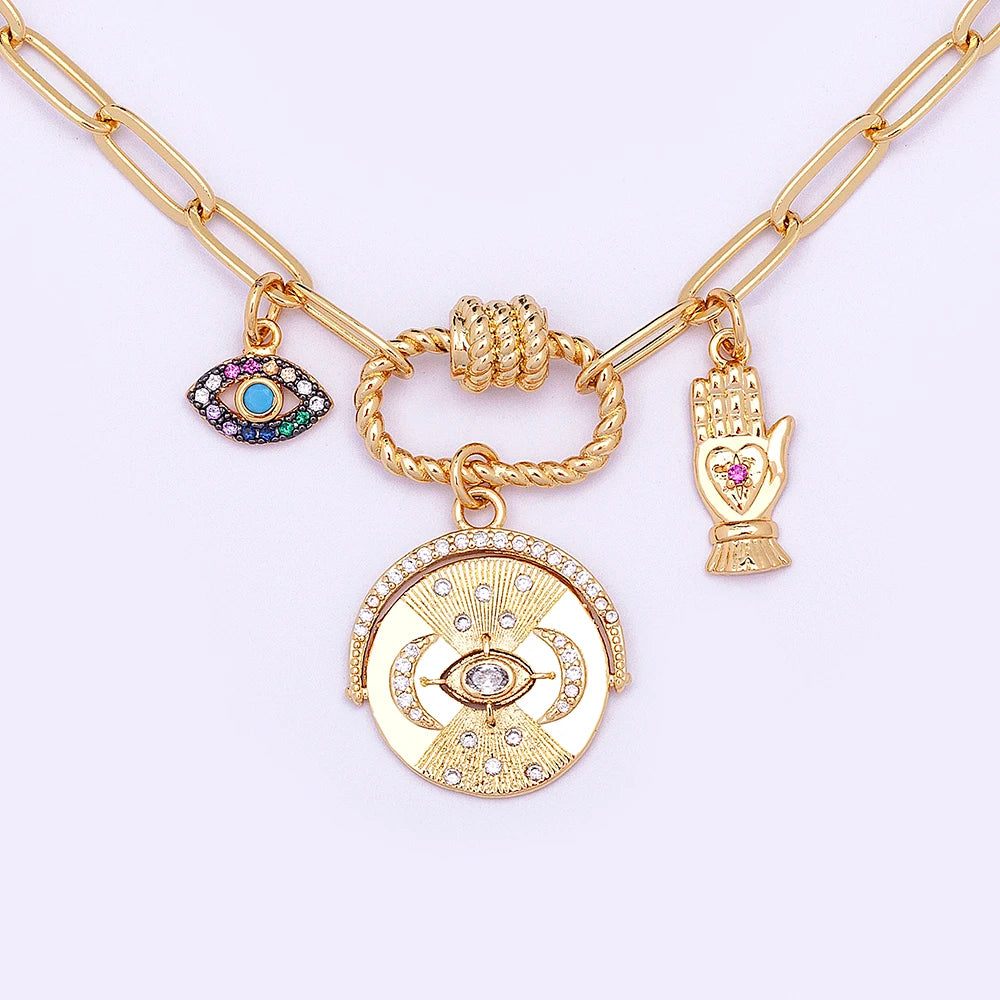Lunivya Charm – Evil Eye & Moon Zircon Necklace