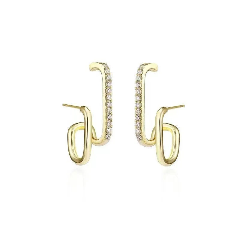 Eloise Charm – Double Row Gold Piercing Earrings