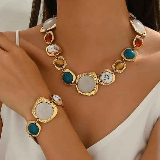 Marceline Mirage – Multi-Color Boho Necklace & Bracelet