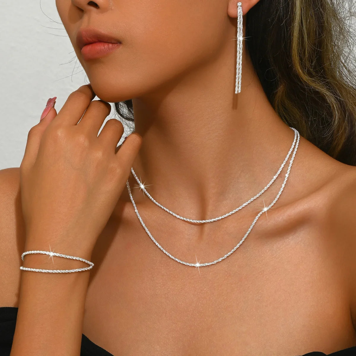 Celeste Shine – Silver Plated Necklace & Bracelet Set