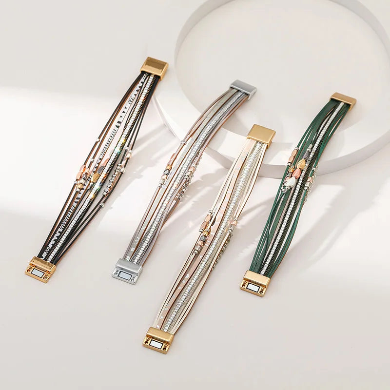 Seraphina Charm - Multi Layer Handmade Leather Bracelet