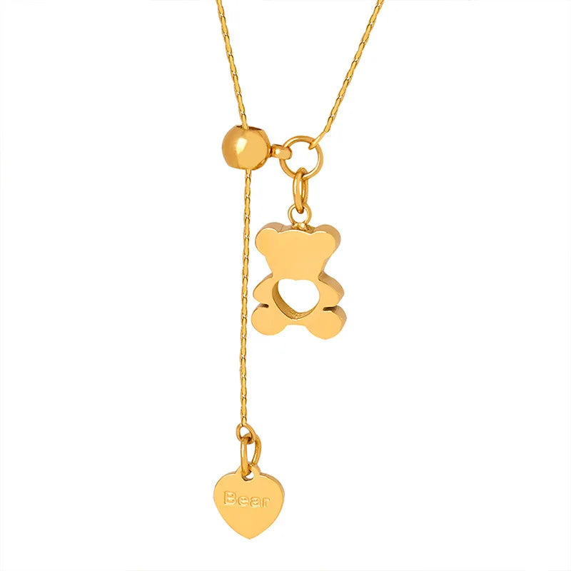 Auribear Charm – Gold-Plated Hollow Bear Necklace
