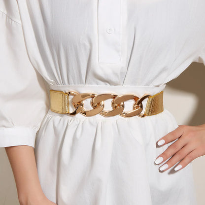 Isolde Radiance – Elastic Gold Chain Waist Belt