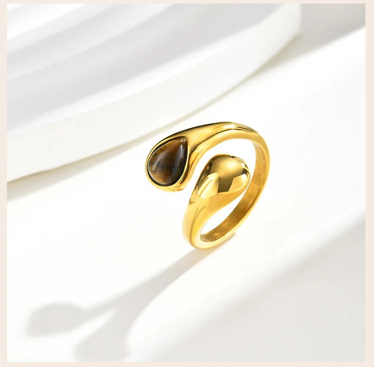 Tigressa Drop – 18K Gold Tiger Eye Statement Ring