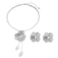 Aurielle Petal Glow – Women’s Pearl Pendant Choker & Earrings