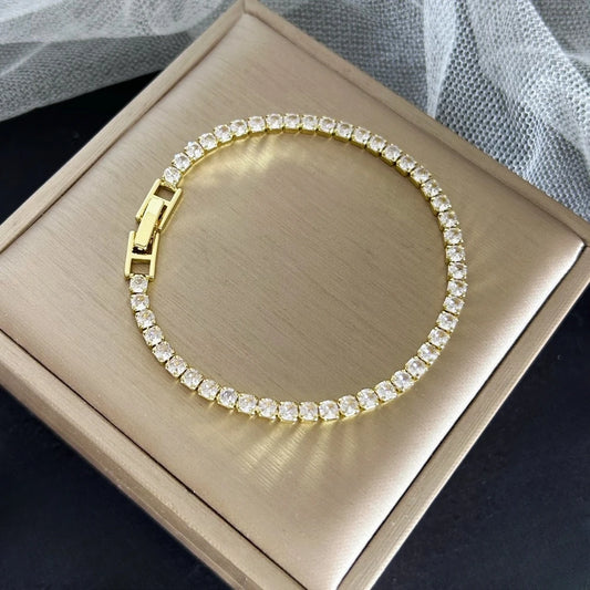 Zircona Luxe – 4mm Gold & Silver Tennis Bracelet