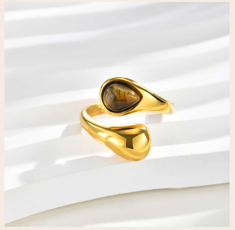 Tigressa Drop – 18K Gold Tiger Eye Statement Ring