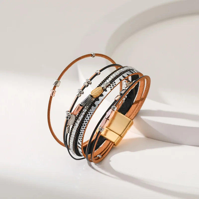 Seraphina Charm - Multi Layer Handmade Leather Bracelet