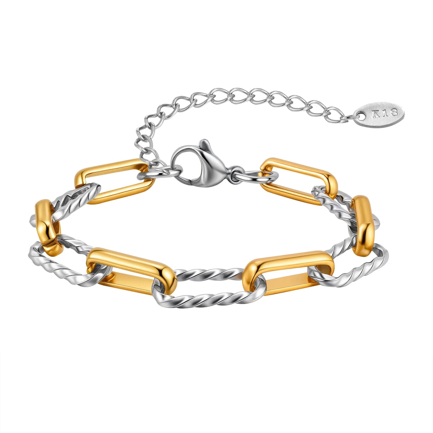 Twistora Luxe – Two-Tone Paperclip Link Bracelet