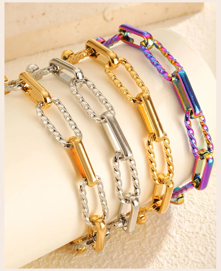 Twistora Luxe – Two-Tone Paperclip Link Bracelet