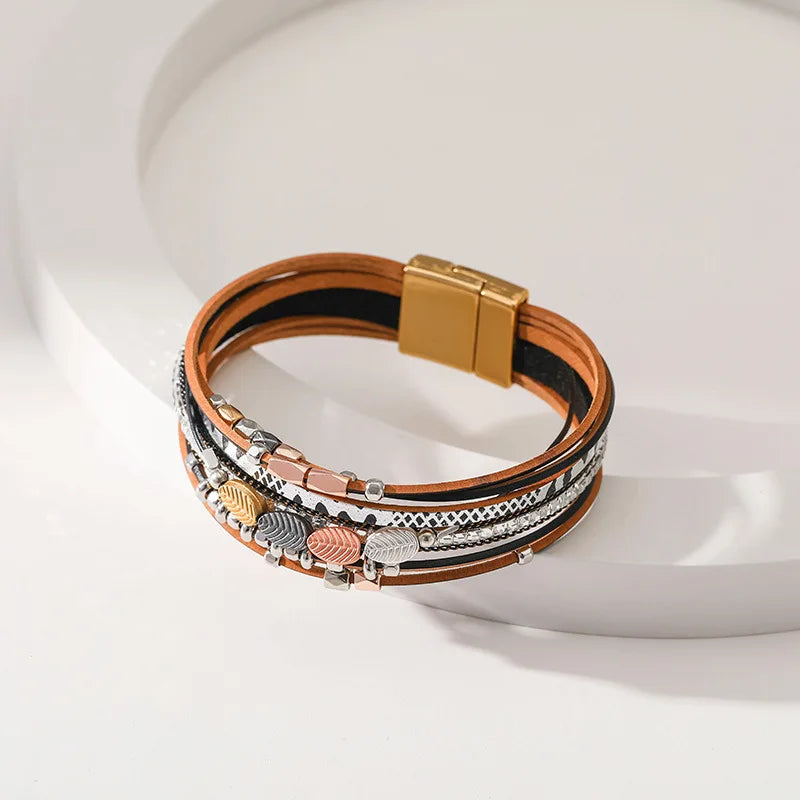 Seraphina Charm - Multi Layer Handmade Leather Bracelet