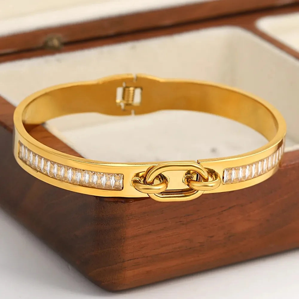 Aurielle Glint – Gold-Plated Diamond Inlay Bracelet
