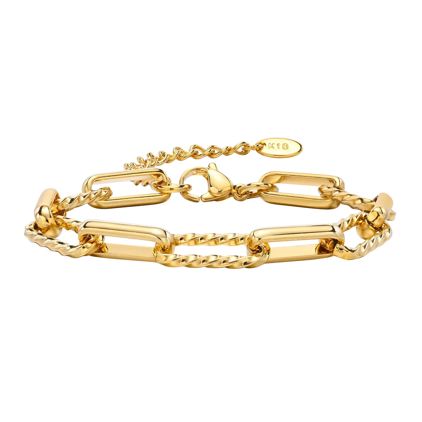 Twistora Luxe – Two-Tone Paperclip Link Bracelet