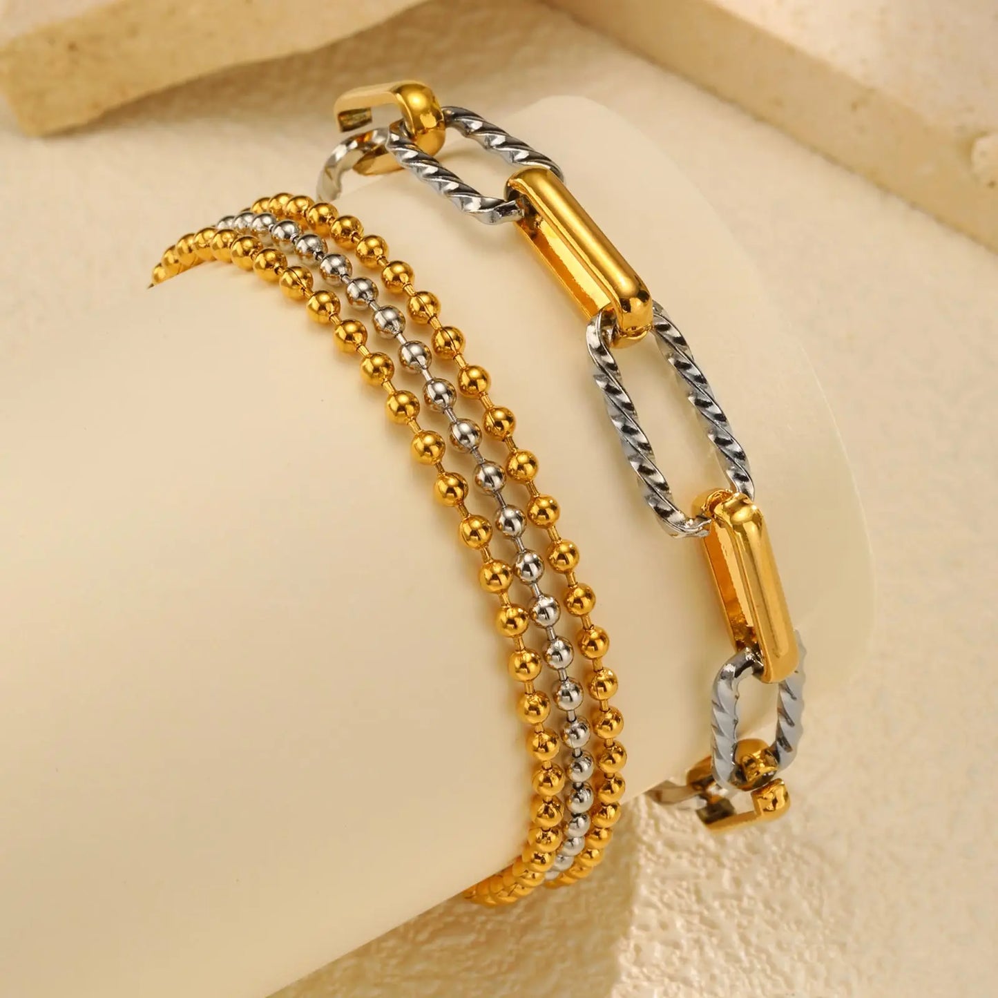 Twistora Luxe – Two-Tone Paperclip Link Bracelet