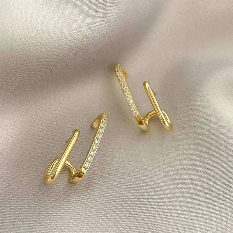 Eloise Charm – Double Row Gold Piercing Earrings